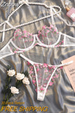 Znbbw Fairy Sexy Lingerie Floral Fancy Underwear Transparent Bra Set Women 2 Piece Sensual Underwire Exotic Lace Brief Sets