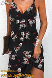 Znbbw Summer Dress Women Sexy V Neck Printed Sleeveless Boho Dresses Female Casual Holiday Beach Party Loose Sling Dress Vestidos