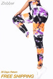 Znbbw Waist Sports Leggings Printed Gym Tights Summer Woman Running Pants Booty Lifting Leggings Tie Dye Push Up Legging