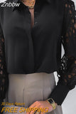 Znbbw White Lace Shirt Women 2023 Fashion Hollow Out Button Elegant Blouse Female Casual Long Sleeve Office Lady Tops 19948