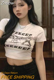 Znbbw Vintage Gothic Graphic T Shirt Women Y2k Crop Tops Tshirt Streetwear Short Sleeve T-shirt Clothes Harajuku Tshirt Tank Tops