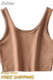 Znbbw women summer crop tops sleeveless short cotton u collar knitted bar