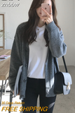 znbbw winter Korean style Solid Color Women Knitted Sweaters Cardigans Long Sleeve Button Up Loose Plus Size Female Sweater