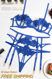 Znbbw Sensual Lingerie Underwear Erotic Hollow Out Brief Sets Push Up Underwire Bra Garters Thongs Sheer Fancy Exotic Costume 914