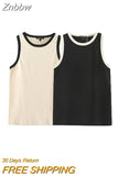 Znbbw Casual Women White O Neck Retro Tank 2023 Summer Fashion Ladies Casual Female Sleeveless Top