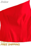 Znbbw TRAF Off Shoulder Corset Tops lingerie For Women's Y2k Top Clothes Backless Red Tube Top Female Zip Sexy Crop Top