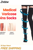 Znbbw Compression Stocking Unisex Varicose Veins Elastic Nursing Pressure Stockings 20-30mmHg Sleep Varicose Vein Treatment