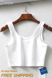 Znbbw women summer crop tops sleeveless short cotton u collar knitted bar