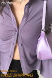 znbbw Street Style Long Sleeve Slim Women Short Shirt Sexy Elasticity Solid Button Ladies Blouse 2023 Summer Female Crop Tops