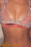 Znbbw Sexy Rhinestone Crystal Bralette Lingerie Set Women's Underwear Jewelry for Lady Chain Bling Rhinestone Bra and Thong