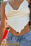 Znbbw Summer Women's White Sleeveless Sexy Halter Rhombus Crop Tops For Women Camisole Fashionable Chic Rib Knit Basic Tank