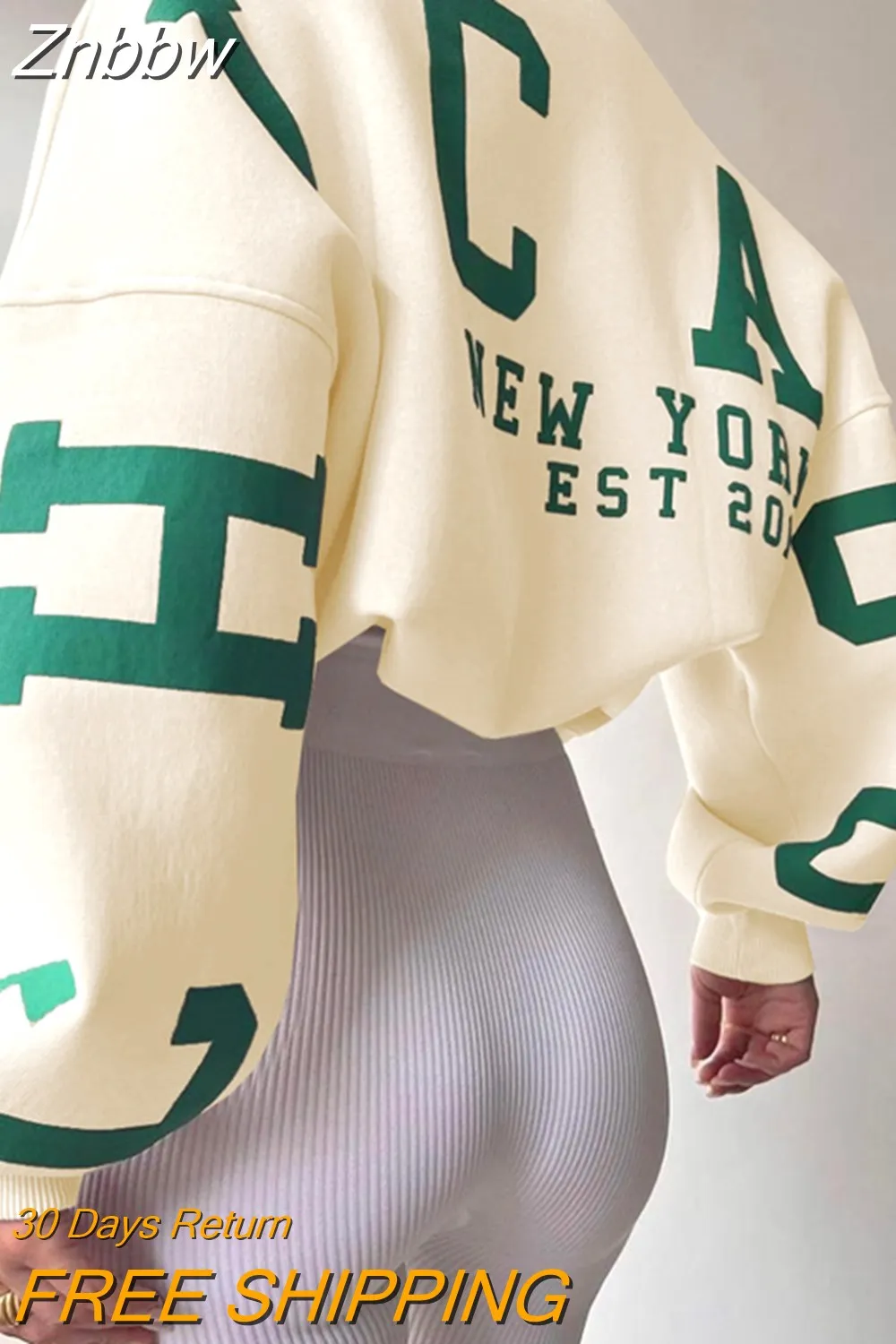 Znbbw Autumn Winter Fleece Sweatshirts Streetwear Y2K Harajuku Loose Long Sleeve Pullover Casual Letter Print O Neck Thick Top - Image 11