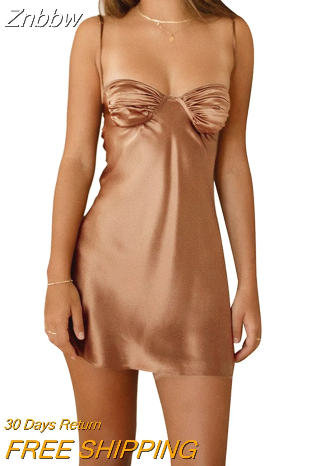 Znbbw Women Sexy Mini Sling Dress Backless Spaghetti Strap Dresses Sleeveless Low Cut Dress Y2k Fairycore Clothes Streetwear 8 Colors - Image 4