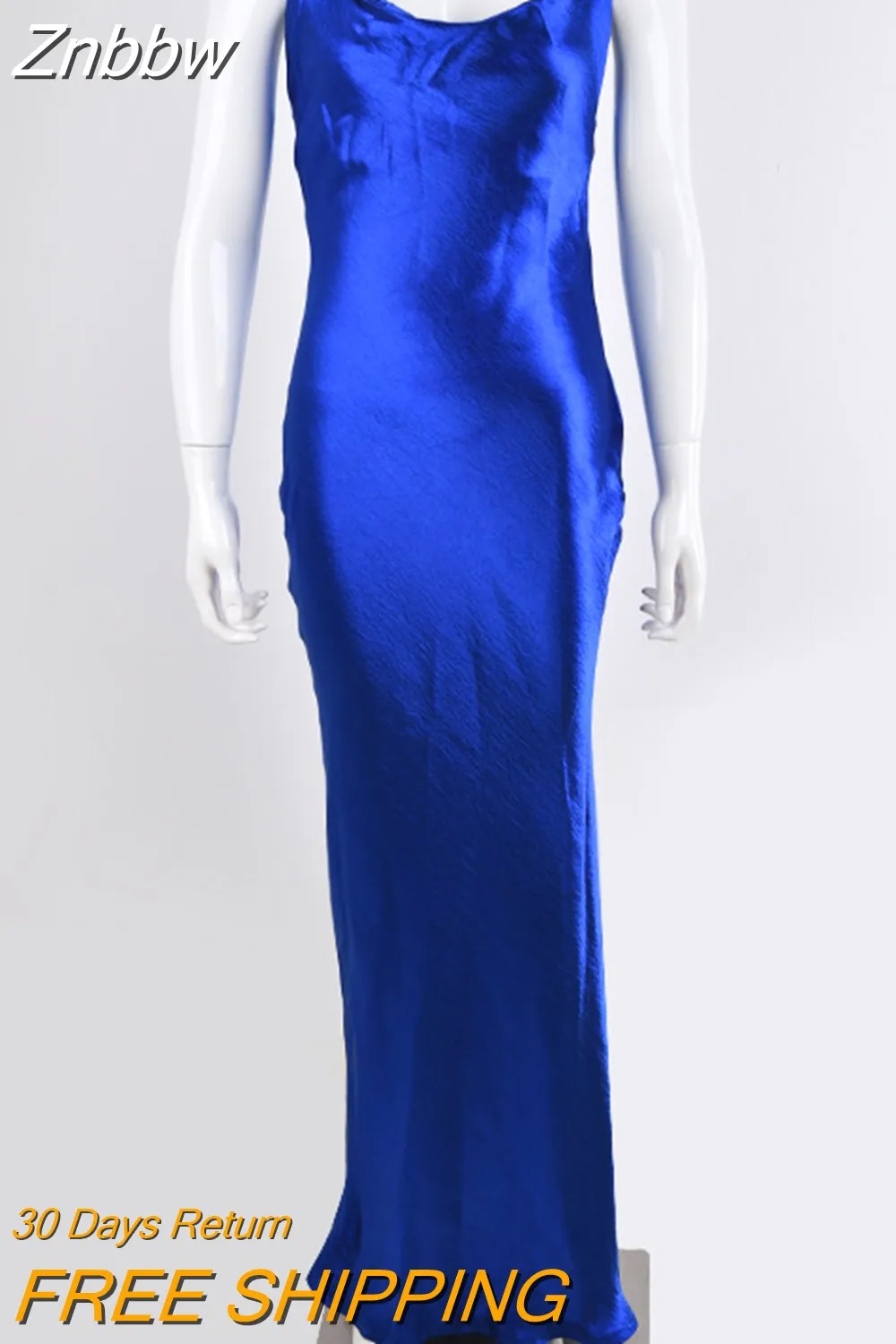 Znbbw Elegant Satin Backless Maxi Dress For Women Gown Summer Spaghetti Strap Sleeveless Night Club Party Long Dress Vestido - Image 7