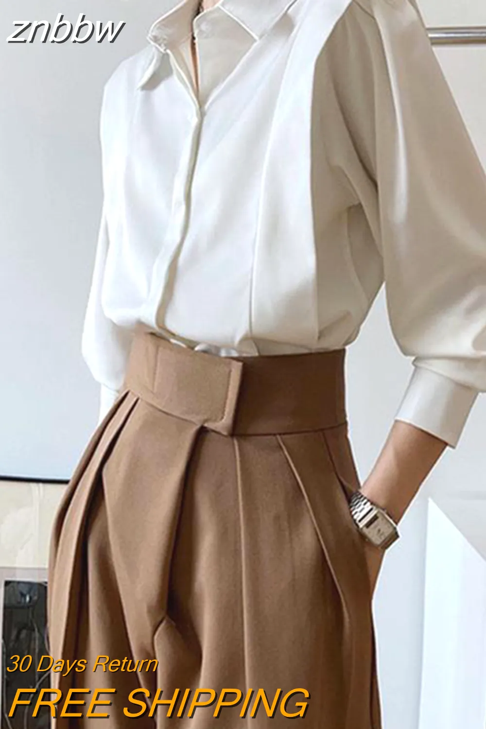 znbbw 2023 Summer Elegant Long Sleeve Solid Work Shirt Women Office Lady Button Up White Shirt Blouse Casual Female Clothes