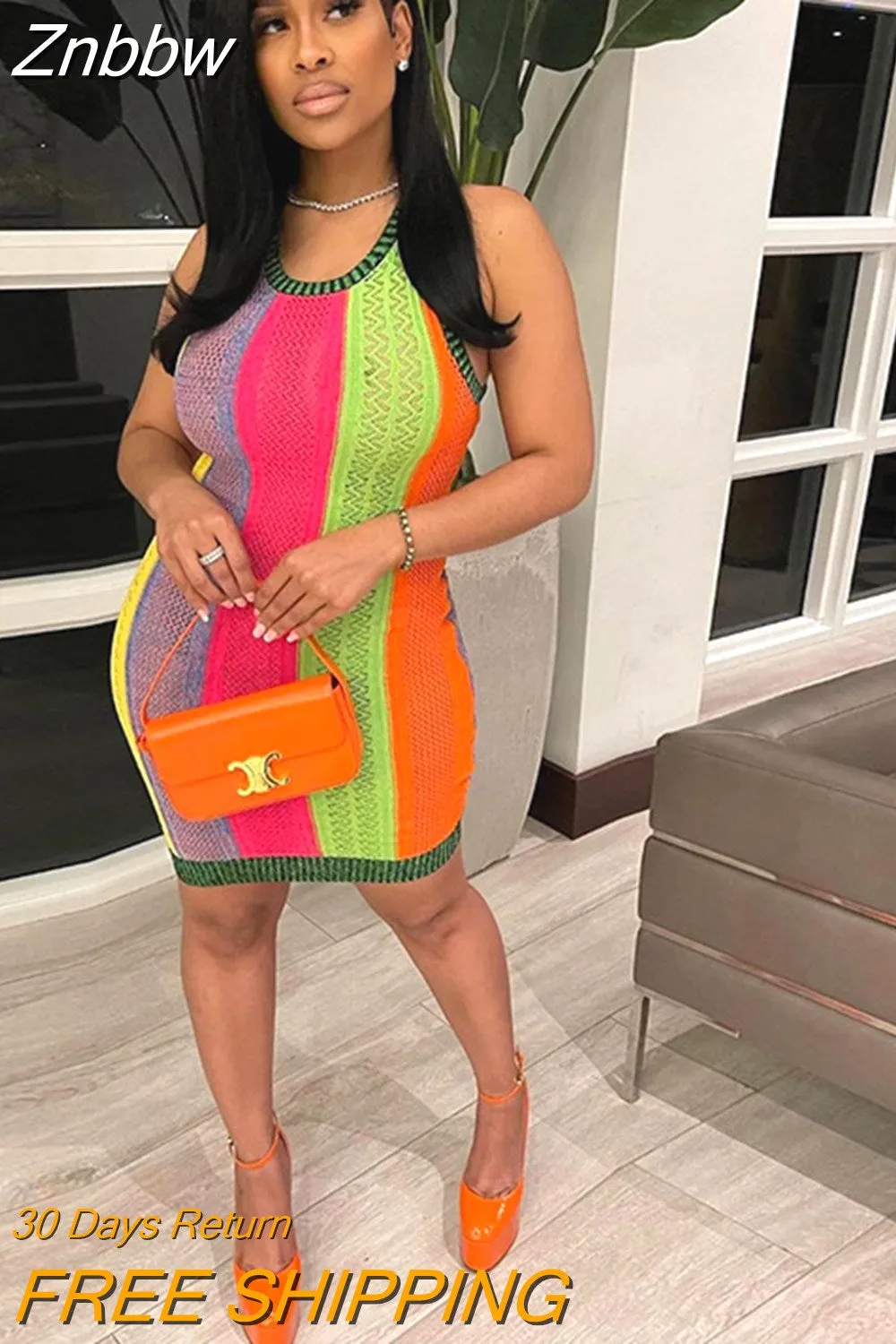 Znbbw Women Printed Bodycon Mesh See Through Party Club Mini Dress Streetwear 2023 Summer Clothes Wholesale Items For Business - Image 2