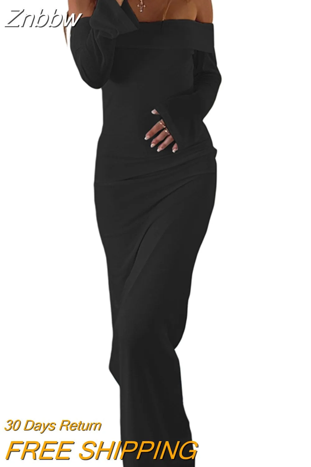 Znbbw Women Off Shoulder Bodycon Satin Dress Elegant Backless Spaghetti Strap Bodycon Long Dress Formal Outfit - Image 7