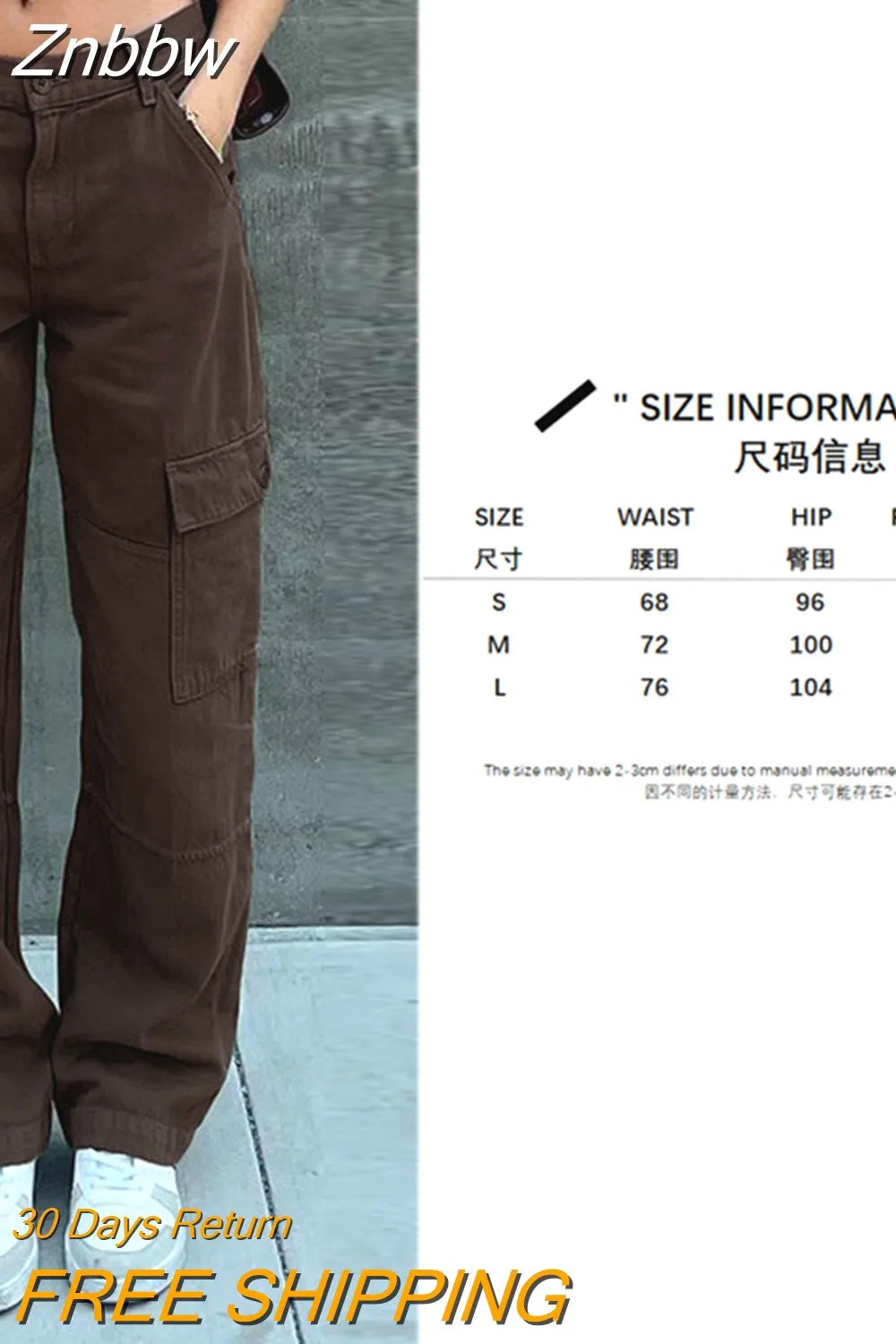 Znbbw Women Y2K Cargo Pants Khaki Loose Streetwear Vintage Low Waist Casual Straight Trousers Sexy Retro Loose Pockets Baggy Pants - Image 8
