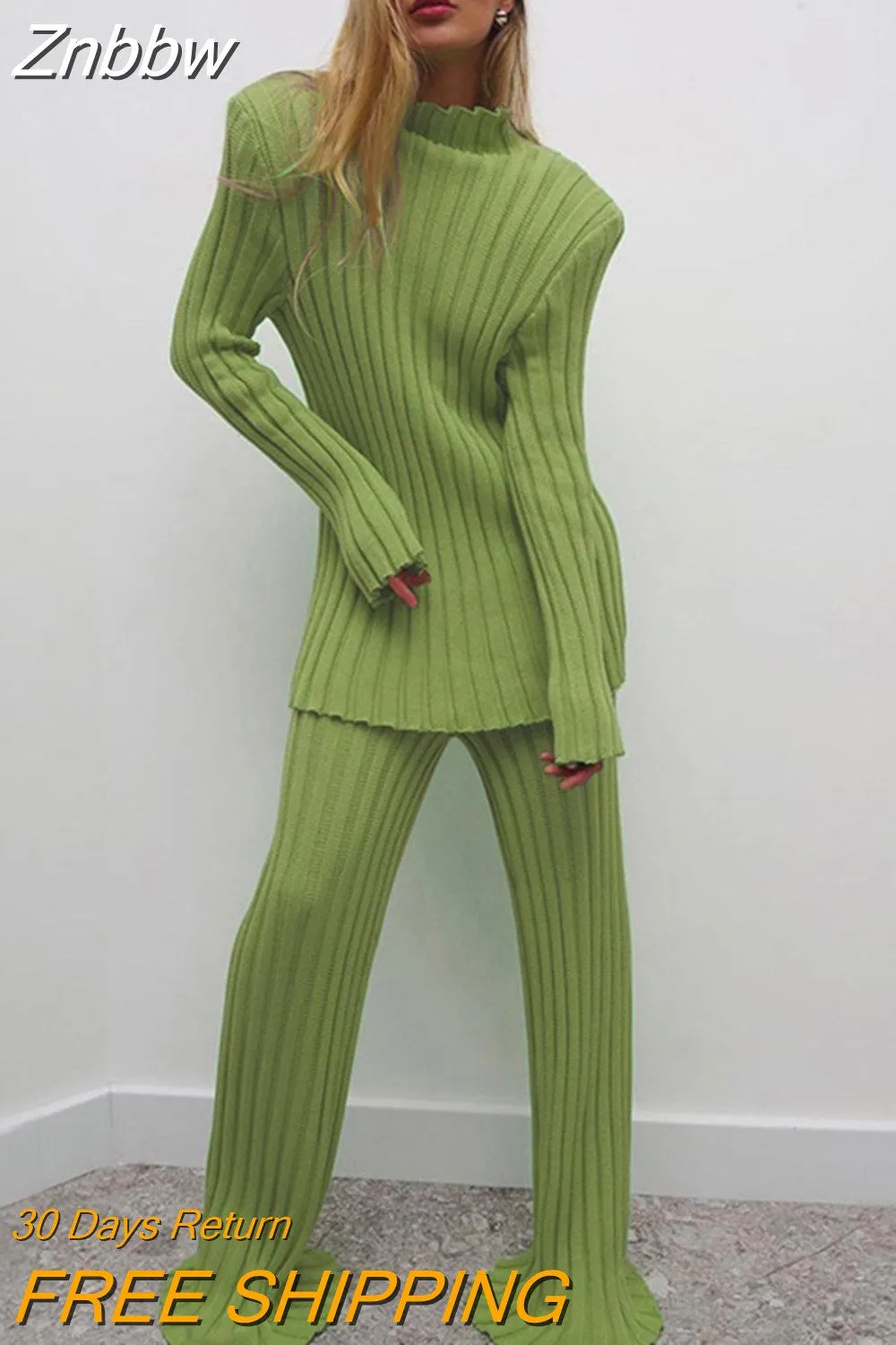 Znbbw Knit Long Sleeve Sweater Women Top And Pants 2023 Streetwear Two Piece Set Casual Loose Tracksuit Chic Pant Suits Outfit - Image 11