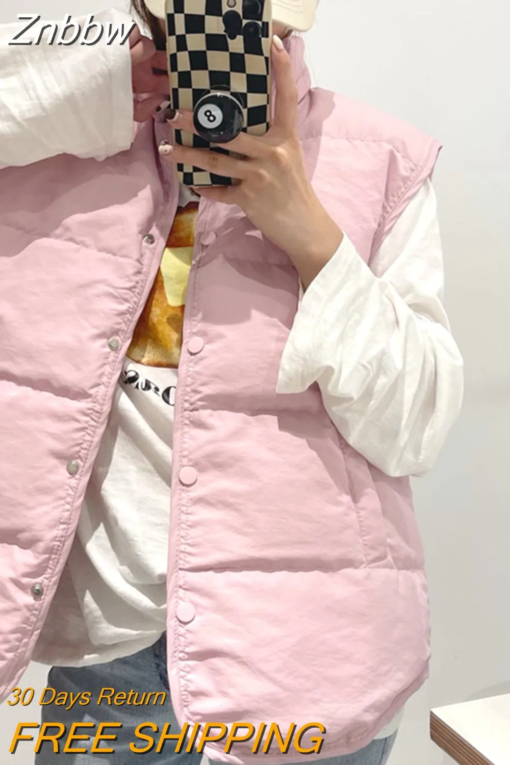 Znbbw Women Vest Coat Loose Sleeveless Jackets Turn Down Collar Ladies Winter Vest Autumn Winter 2023 Fashion Oversized Warm Vests - Image 7