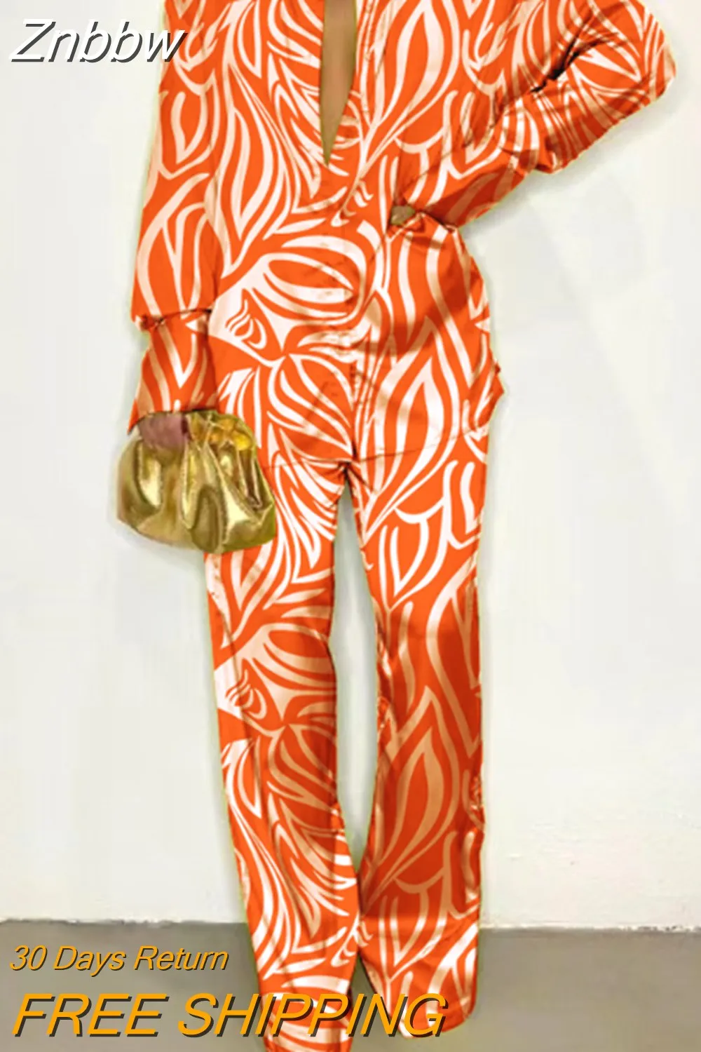 Znbbw Women Printed Long Sleeve Shirt 2 Piece Set Elegant Lapel Single-breasted Tops Suit 2023 Female Wide Leg Pants Outfits 914 - Image 15