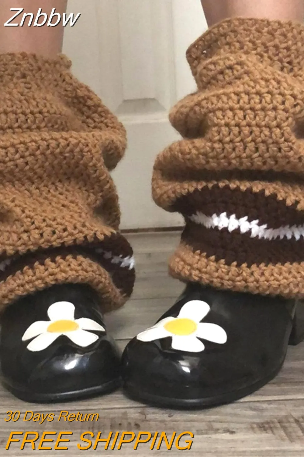 Znbbw Women Kawaii Knit Leg Warmers Contrast Color Cute Knee High Socks Aesthetic Boot Cuffs Cover for Streetwear Clothes Accessories 0410 - Image 7