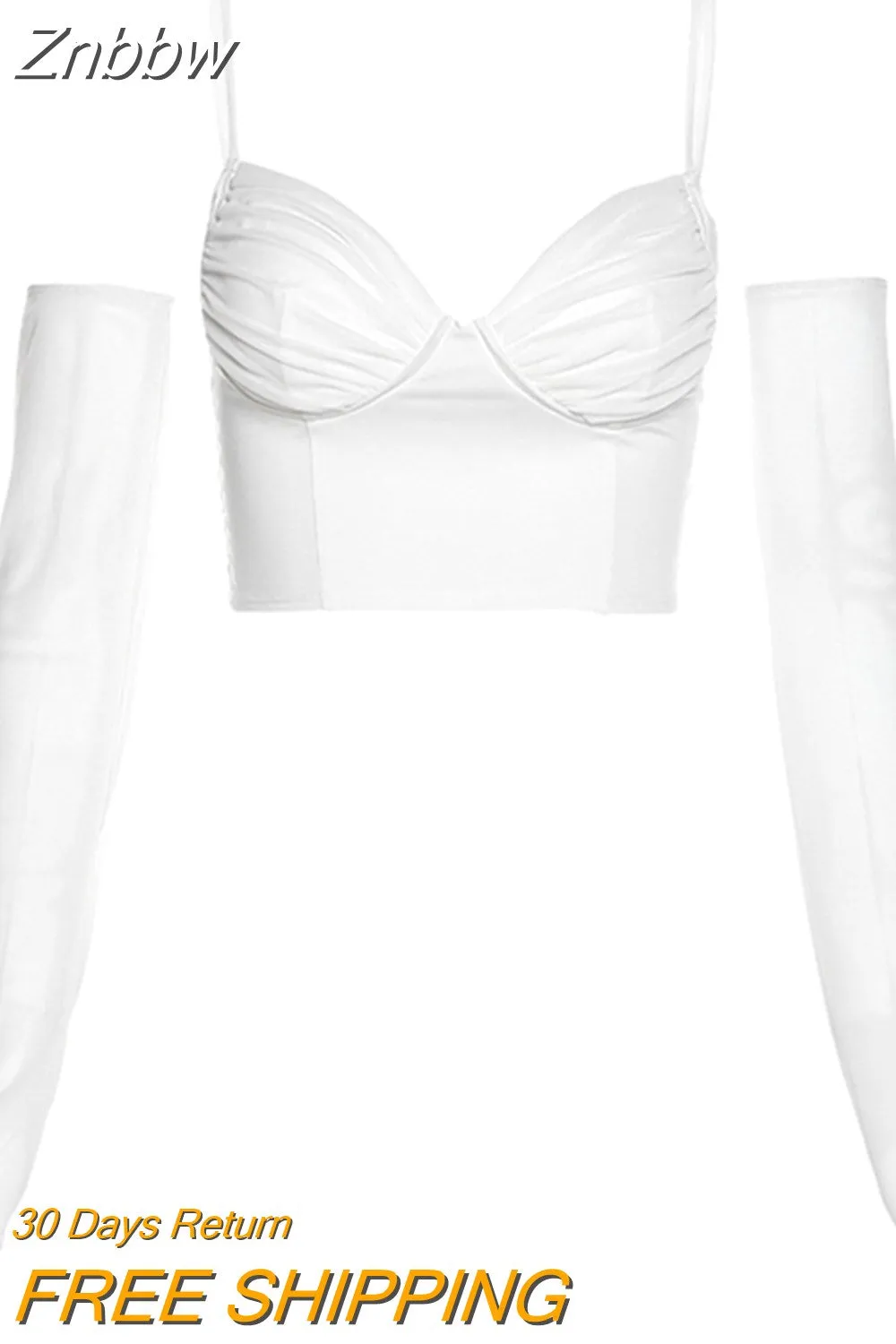 Znbbw Autumn Fashion Casual Sexy Solid Y2K Camisole With Removable Sleeve For Women Simple Wild Club Streetwear Female T Shirt - Image 2