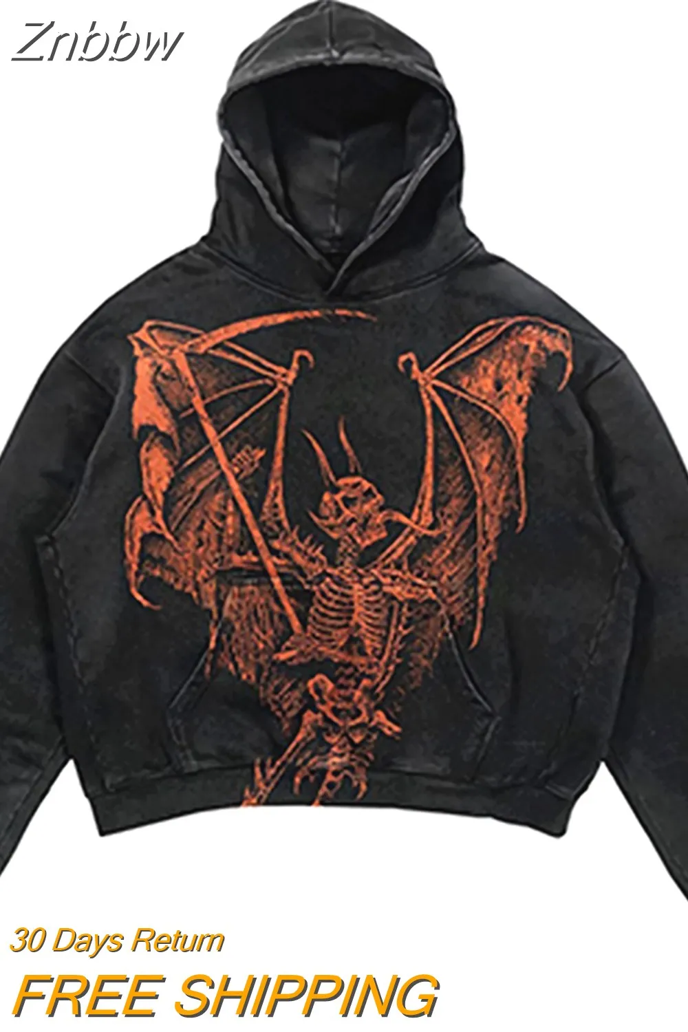 Znbbw Men Anime Hoodies Women Vintage Gothic Punk Zip Up Long Sleeve Streetwear Oversized Coats Harajuku Print Hooded Sweatshirts - Image 9