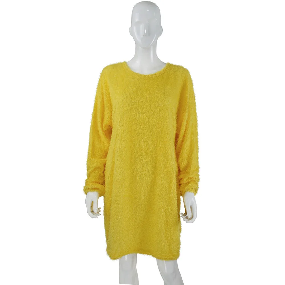 Znbbw Autumn / Winter Ebaywish Fashionable Women's Dress With Long Sleeves, Round Neck And Loose Plush Dress - Image 14