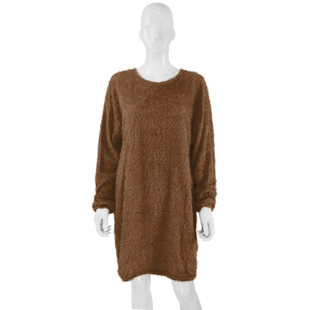 Znbbw Autumn / Winter Ebaywish Fashionable Women's Dress With Long Sleeves, Round Neck And Loose Plush Dress - Image 8