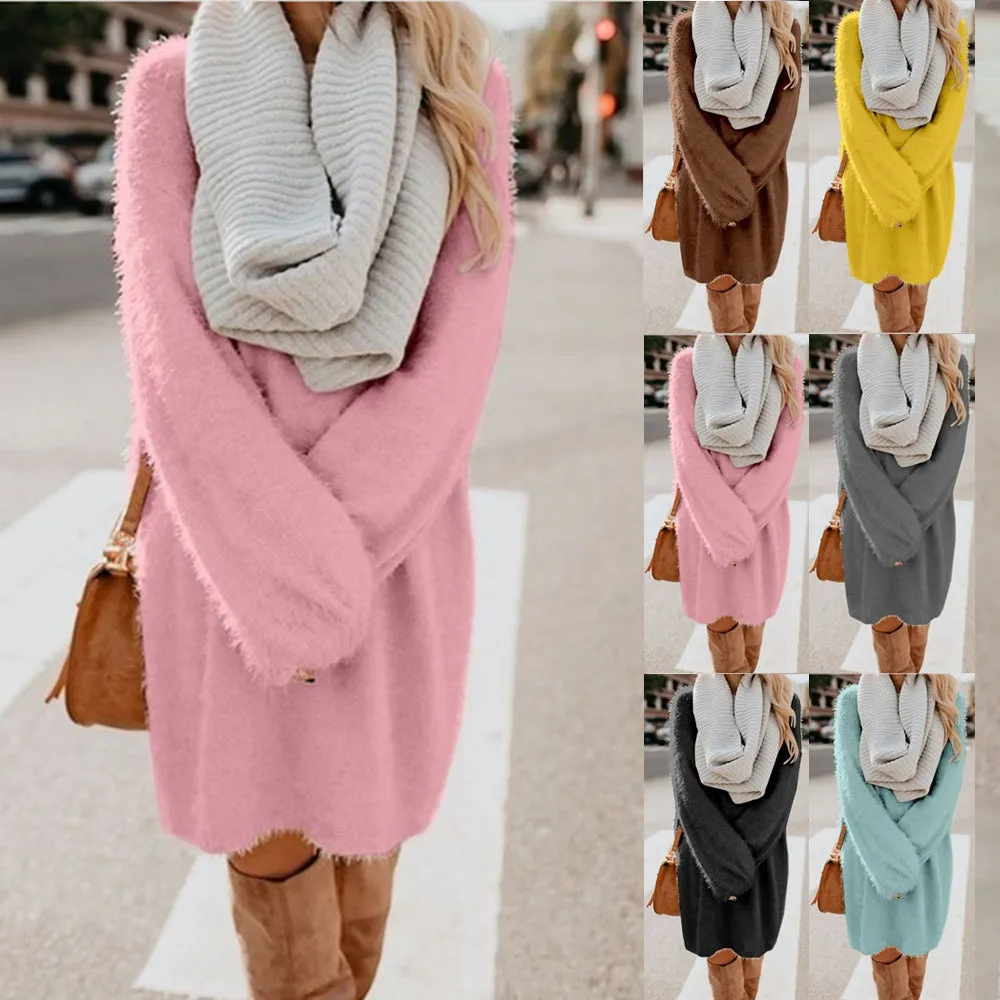 Znbbw Autumn / Winter Ebaywish Fashionable Women's Dress With Long Sleeves, Round Neck And Loose Plush Dress - Image 18