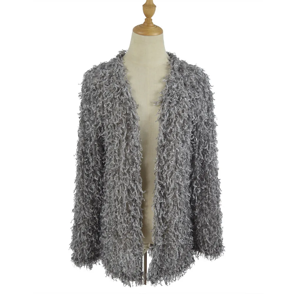 Znbbw Women's Autumn Coat Long-Sleeved Cardigan Medium-Length Plush Jacket - Image 2