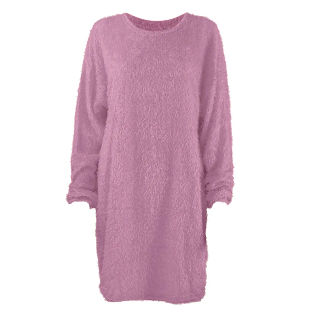Znbbw Autumn / Winter Ebaywish Fashionable Women's Dress With Long Sleeves, Round Neck And Loose Plush Dress - Image 4