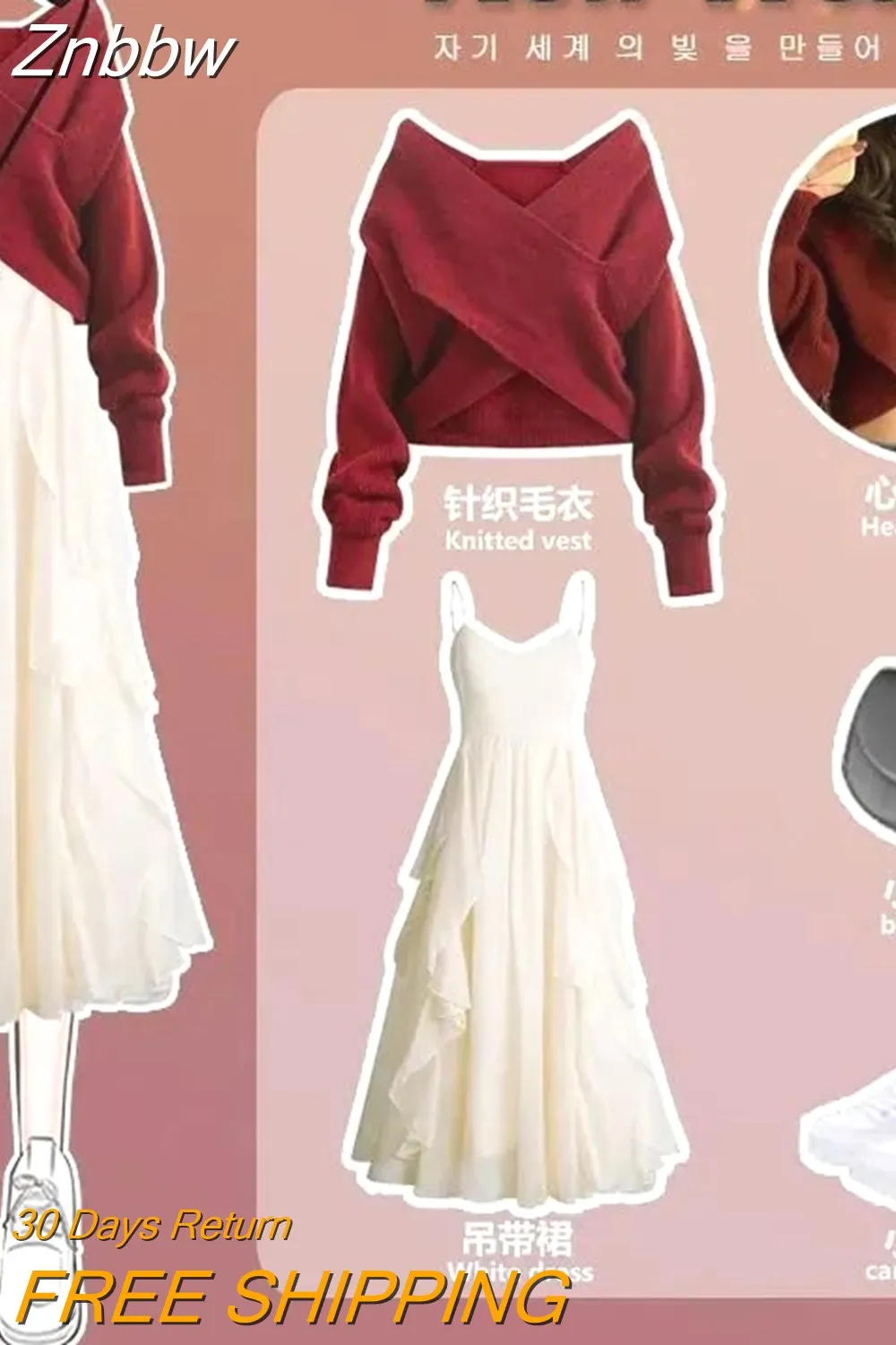 Znbbw Women's Knitted Sweater Skirt Two Piece Set Women Slim Elegant Tops Female Sweater Dress Suits Lady Knitting Outfit - Image 7