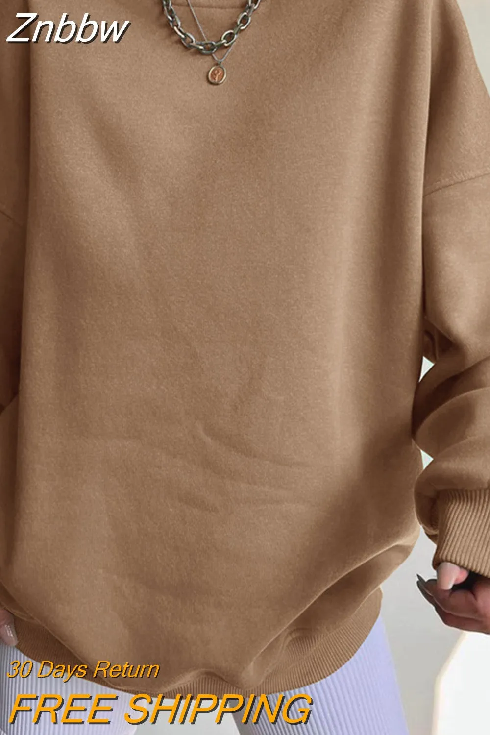 Znbbw Autumn Winter Fleece Sweatshirts Streetwear Y2K Harajuku Loose Long Sleeve Pullover Casual Letter Print O Neck Thick Top - Image 10