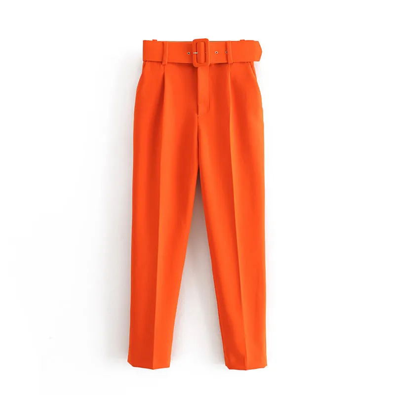 Znbbw 2024 New Pleated Multi-Color Harlan Pants Leisure Solid-Color Women's Pants Belt - Image 16