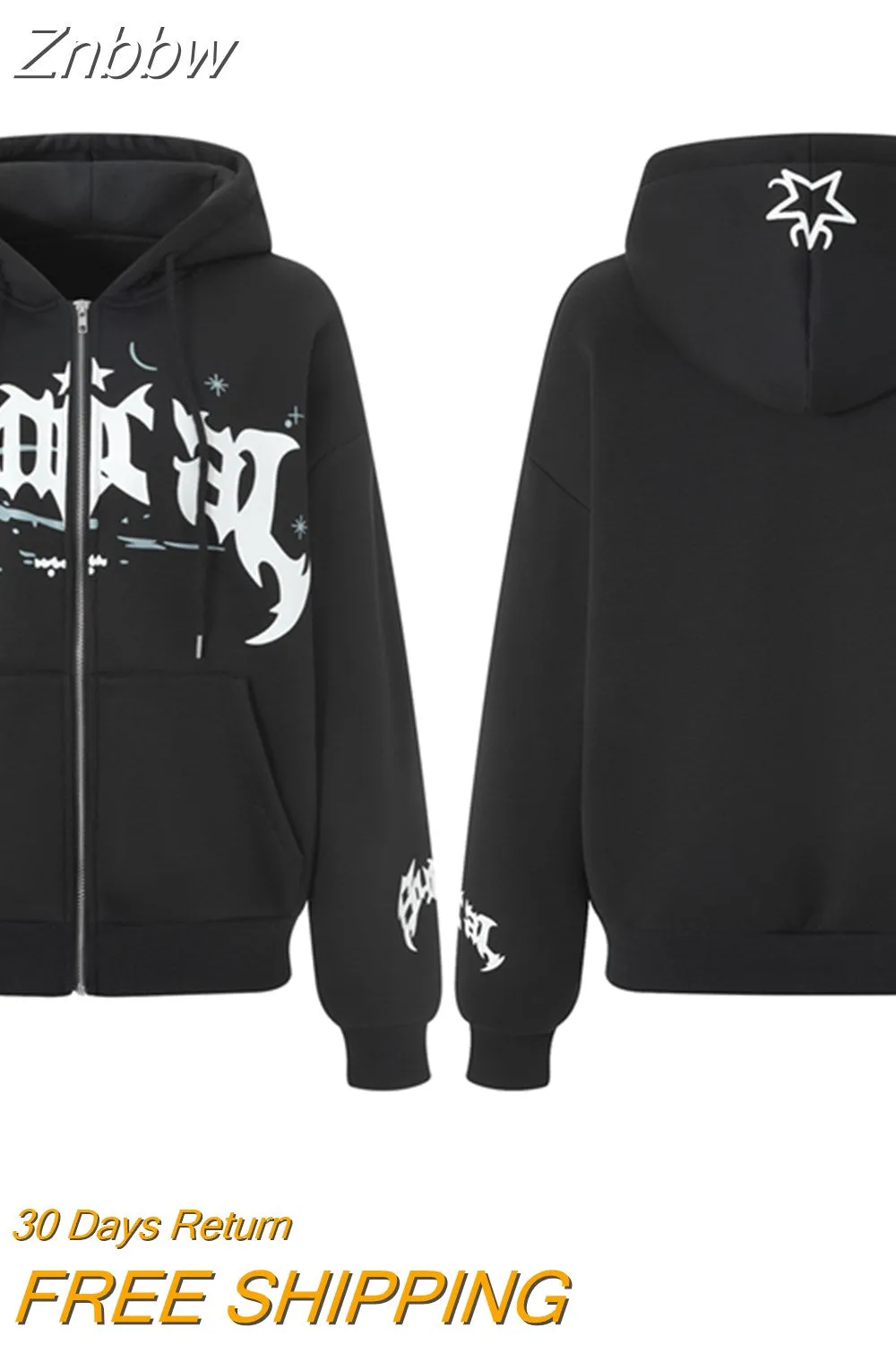 Znbbw Women's Halloween Casual Hooded Coat Long Sleeve Spider Web Print Zip Up Hoodie with Pockets - Image 15