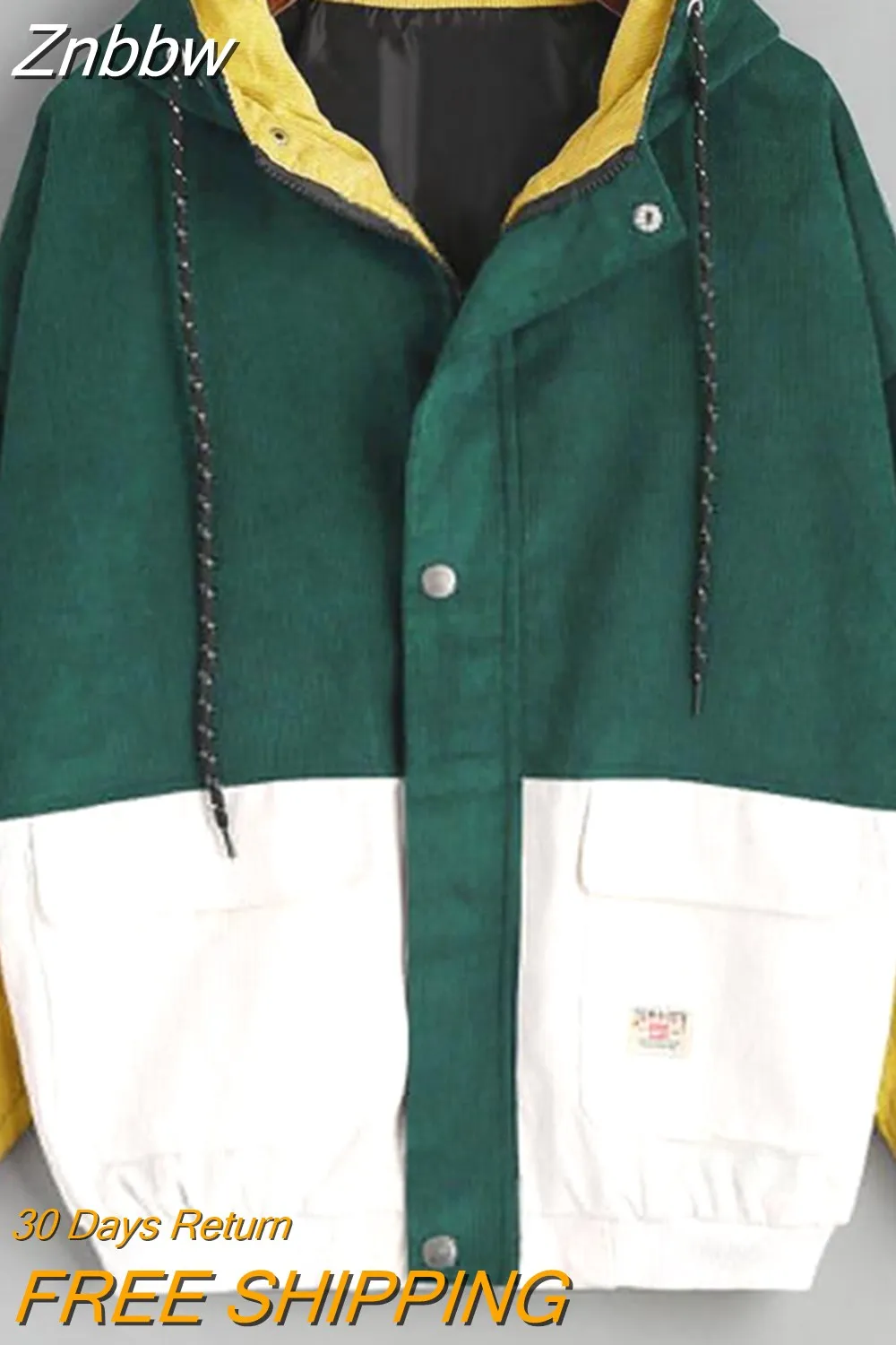 Znbbw Autumn Women Coats Corduroy Patchwork Oversize Zipper Jackets Windbreaker Coats And Jackets Women Baseball-Uniform Clothes - Image 5