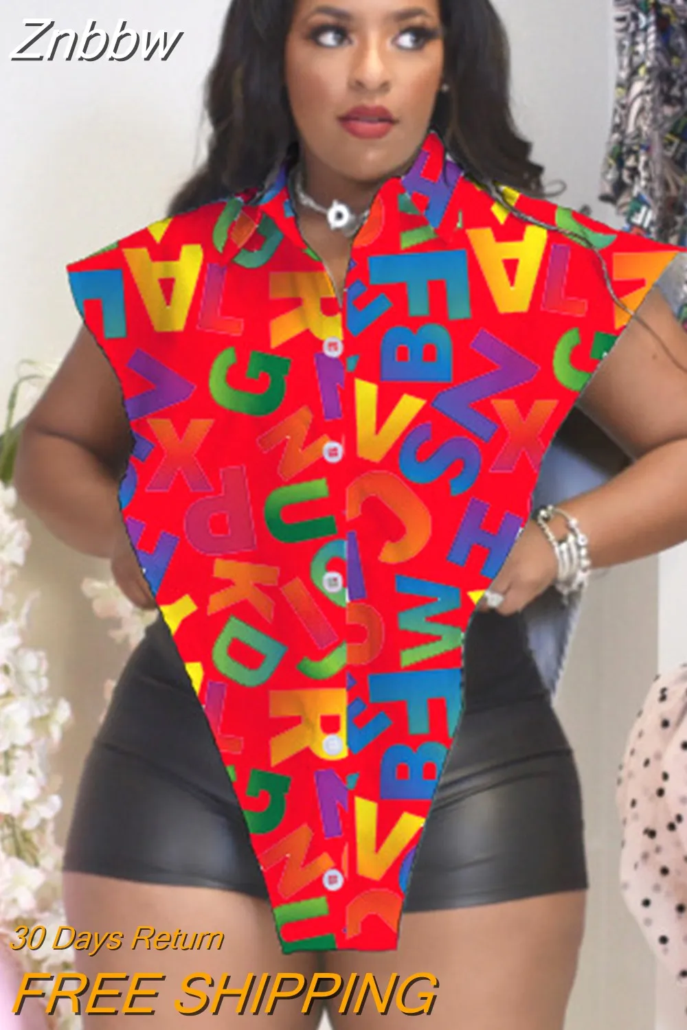 Znbbw Multicolor Letter Print Fashion Oversized Shirt Hollow Out Side White Tops Women Turn-Down Collar Streetwear Blouses - Image 9