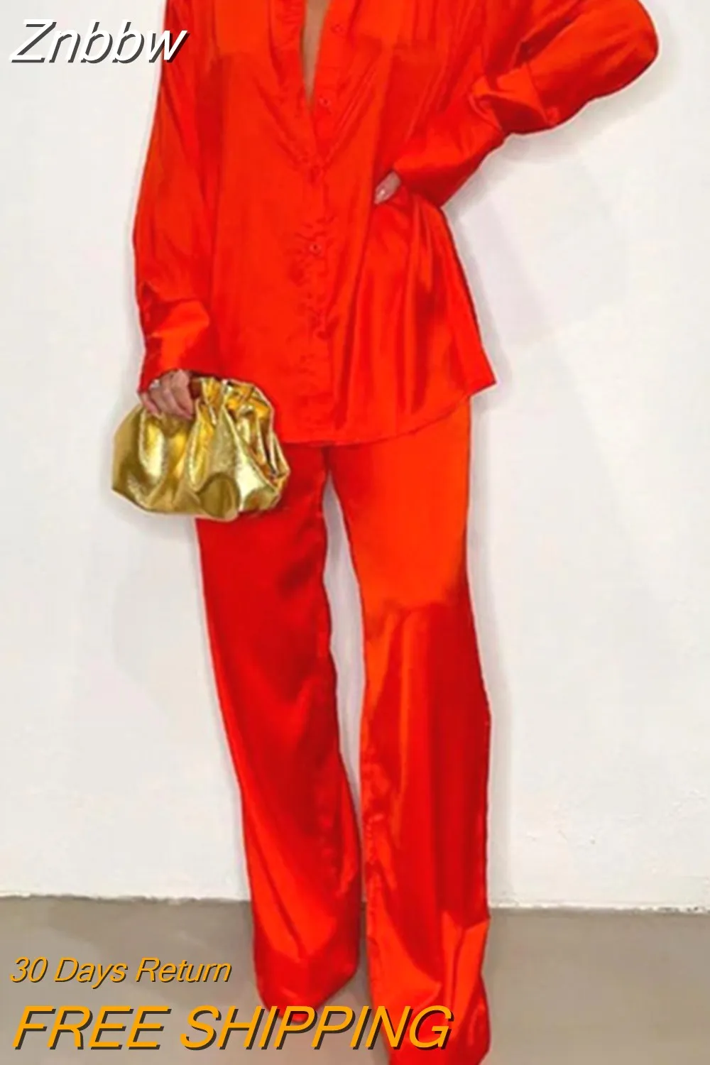 Znbbw Women Printed Long Sleeve Shirt 2 Piece Set Elegant Lapel Single-breasted Tops Suit 2023 Female Wide Leg Pants Outfits 914 - Image 9