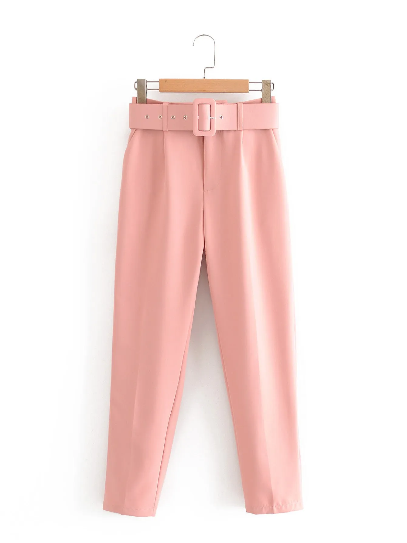 Znbbw 2024 New Pleated Multi-Color Harlan Pants Leisure Solid-Color Women's Pants Belt - Image 14