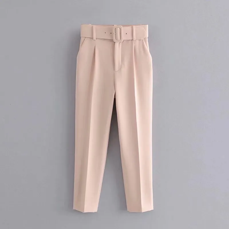 Znbbw 2024 New Pleated Multi-Color Harlan Pants Leisure Solid-Color Women's Pants Belt - Image 13