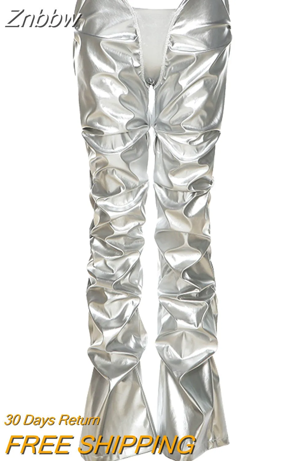 Znbbw Autumn Fashion Casual PU Leather Stacked Pants For Women Autumn New Skinny Stretch Wild Basic Female Leggings Y2K - Image 2