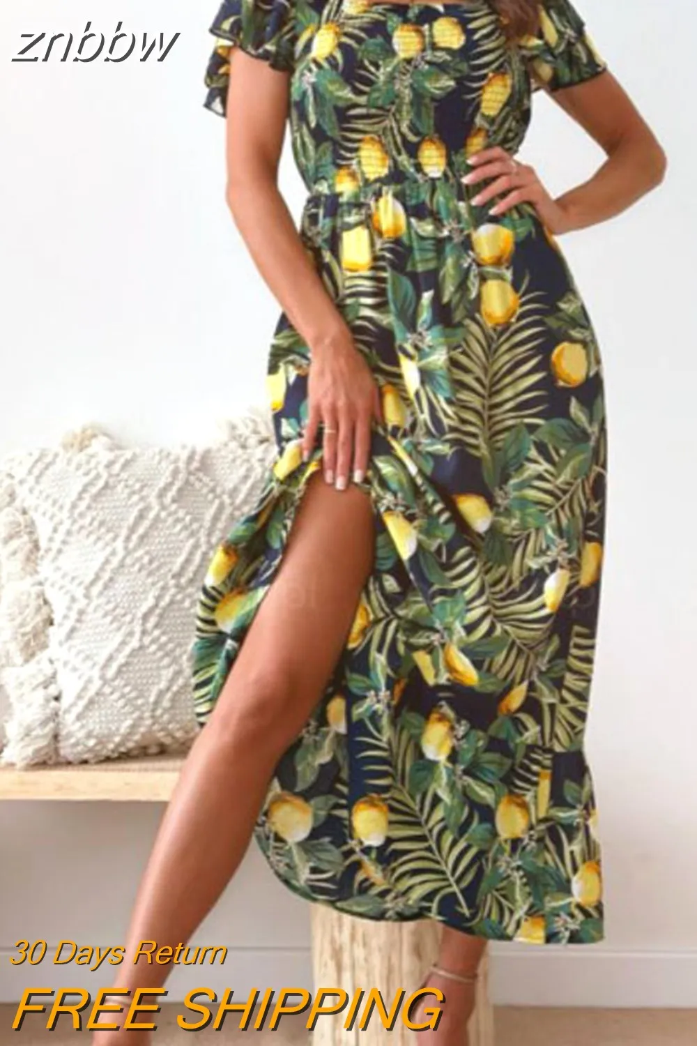 znbbw Women Slim Maxi Beach Dresses Summer Holiday Retro Print Slash Neck Party Dress Fashion Boho Floral Big Backless Sexy Long Dress - Image 3