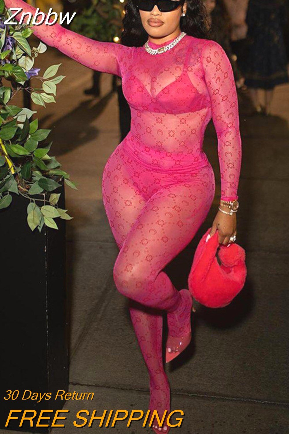 Znbbw Women Mesh See Through Tops Long Pants Two Piece Matching Sets Outfits 2023 Summer Clothes Wholesale Items For Business - Image 5