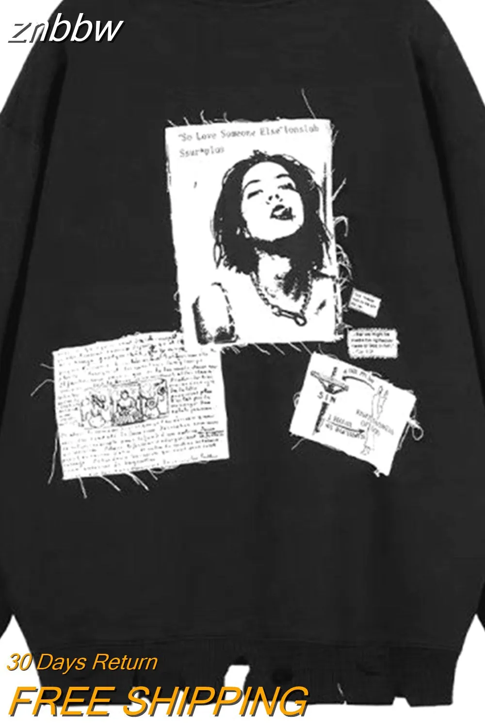 znbbw 2023 Autumn Oversize Hip Hop Print Women Sweatshirts Streetwear Long Sleeve Loose Ladies Hoodies Pullovers Female Tops - Image 2