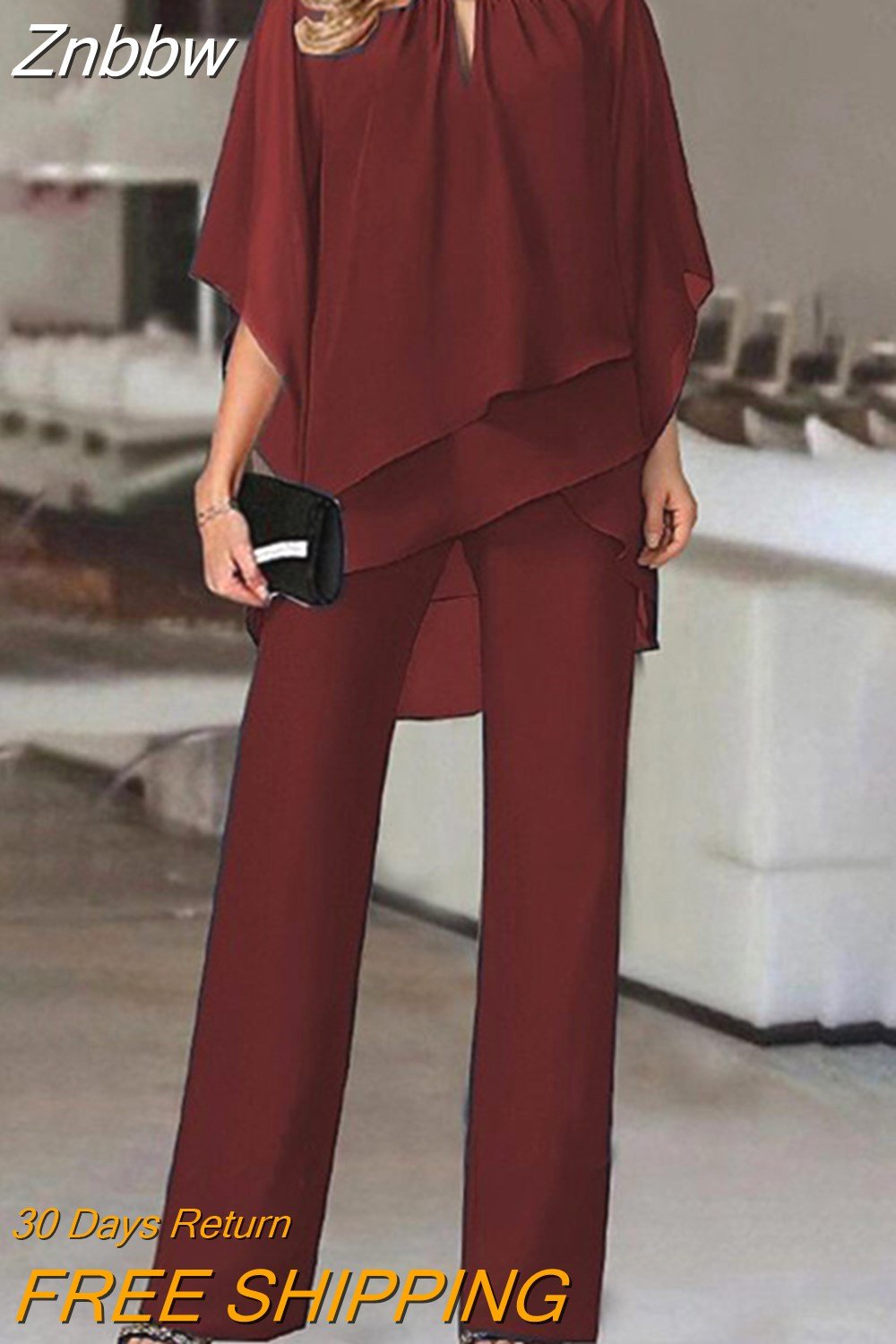 Znbbw Women Straight Long Pants Outfits Casual Off Shoulder Ruffled Irregular Party Suit Spring Office Commuting Two Piece Set Elegant - Image 10