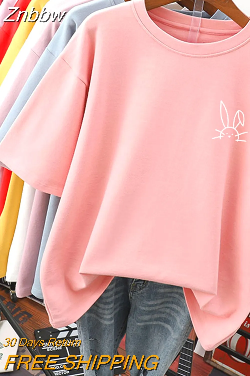 Znbbw 100 Cotton L-5XL Plus Size T Shirt Cartoon Print Tshirt Short Sleeve Women's Top Summer Kawaii Couple O Neck T Shirts - Image 9