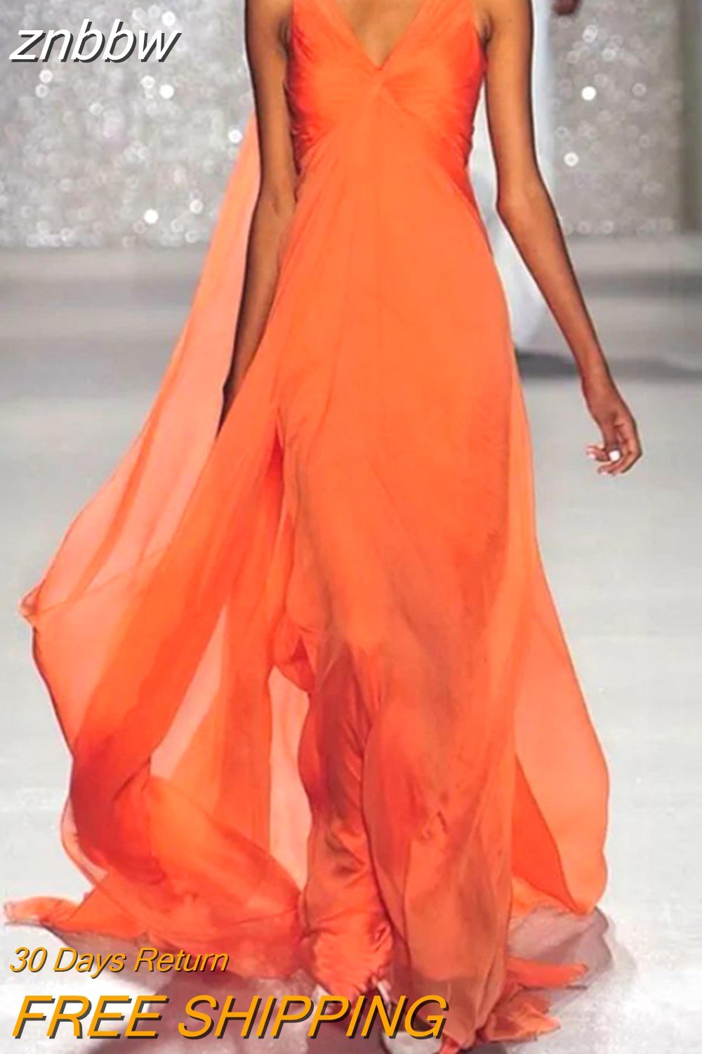 znbbw Women Sexy V-Neck Stitching Dress 2023 Fashion Sleeveless Retro A-Line Maxi Dress Elegant New High Street Slim Mesh Party Dress - Image 2