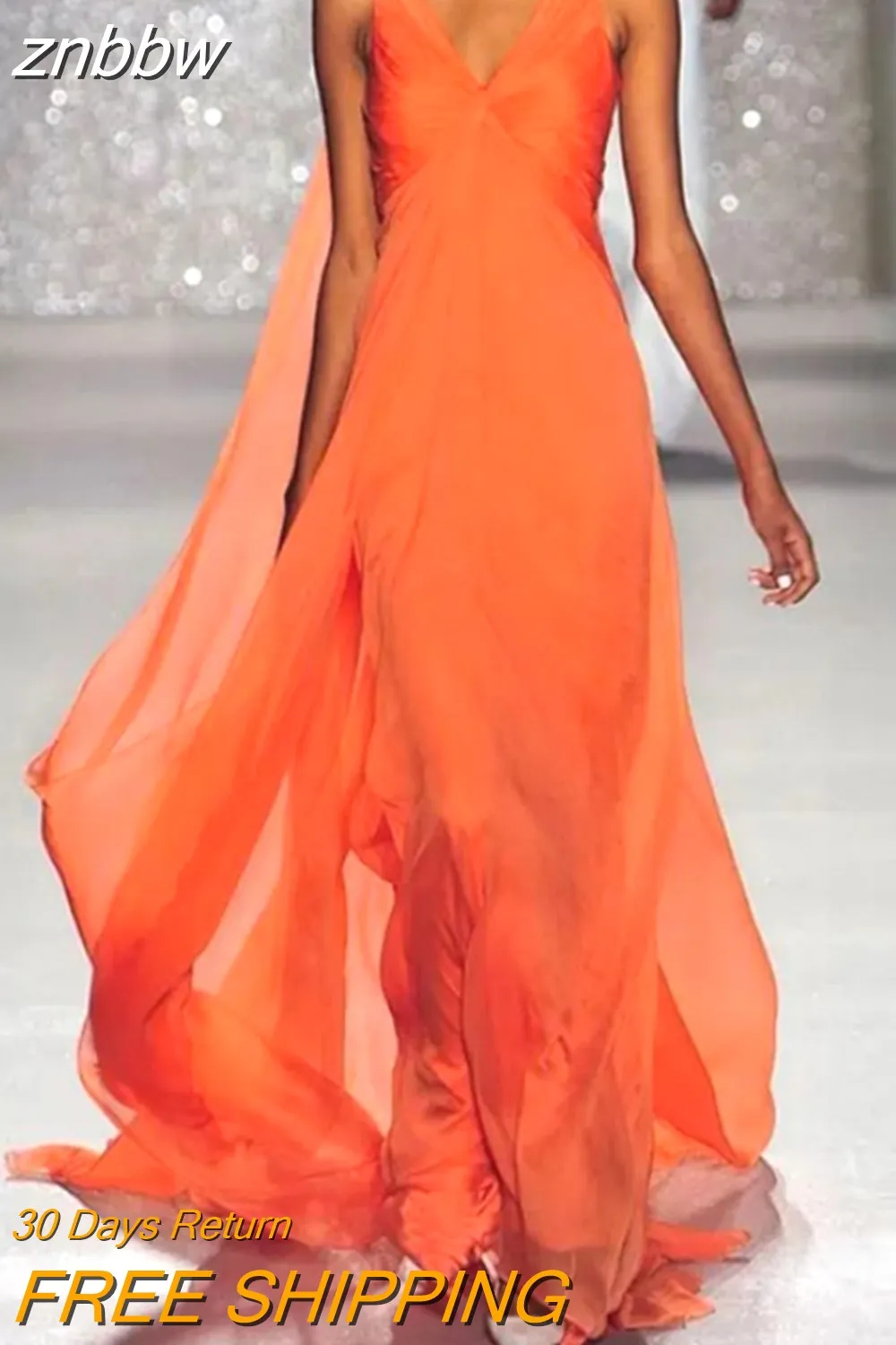 znbbw Women Sexy V-Neck Stitching Dress 2023 Fashion Sleeveless Retro A-Line Maxi Dress Elegant New High Street Slim Mesh Party Dress 0410 - Image 2